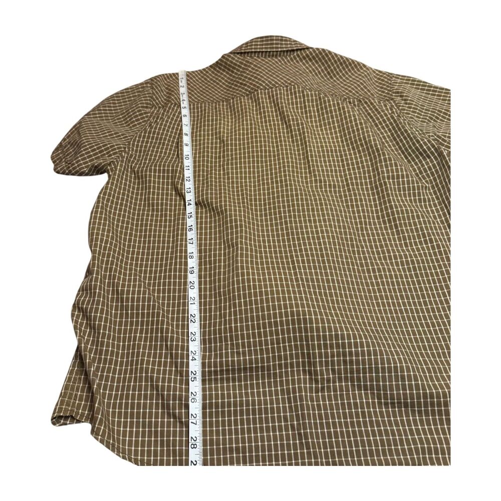 Mossy Oak Shirt Mens XL Brown White Check Cotton Short Sleeve Collared Button-Up - Picture 5 of 7